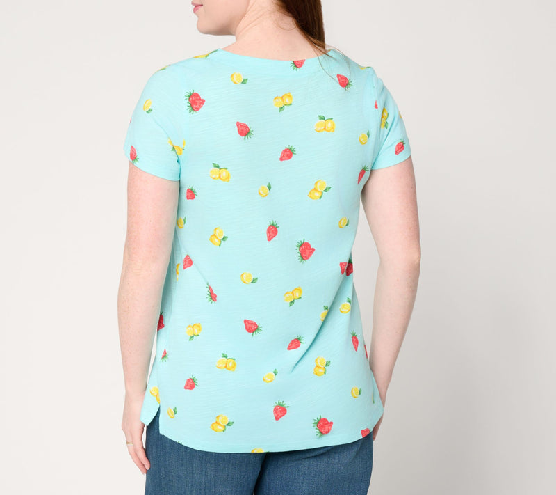 Belle by Kim Gravel Slub Knit Summer Sunshine V-Neck Top — View 4