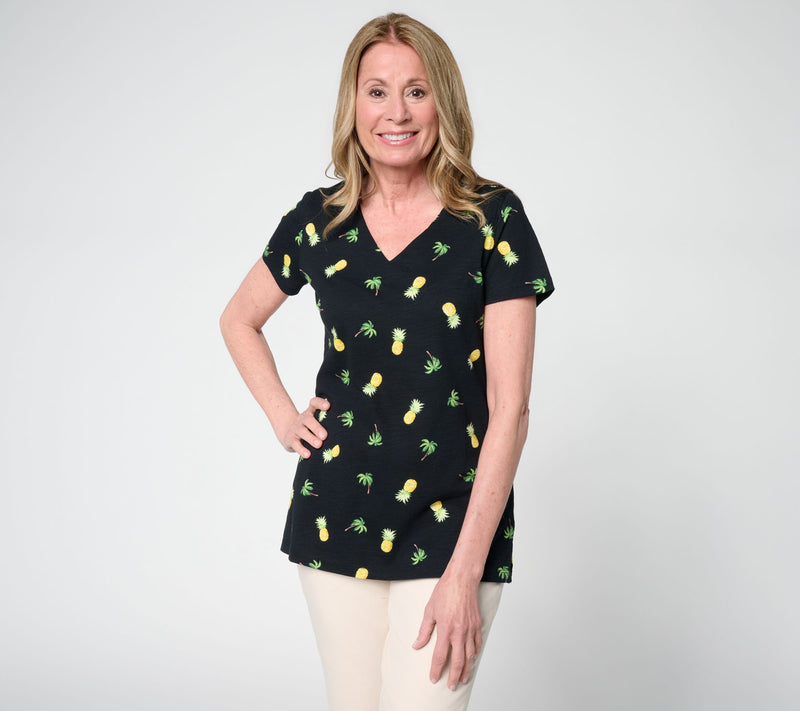 Belle by Kim Gravel Slub Knit Summer Sunshine V-Neck Top — View 13