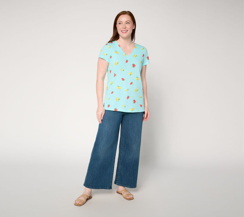Belle by Kim Gravel Slub Knit Summer Sunshine V-Neck Top — View 5