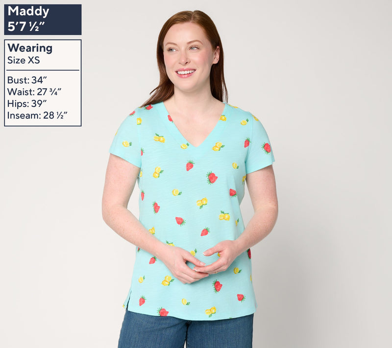 Belle by Kim Gravel Slub Knit Summer Sunshine V-Neck Top — View 3