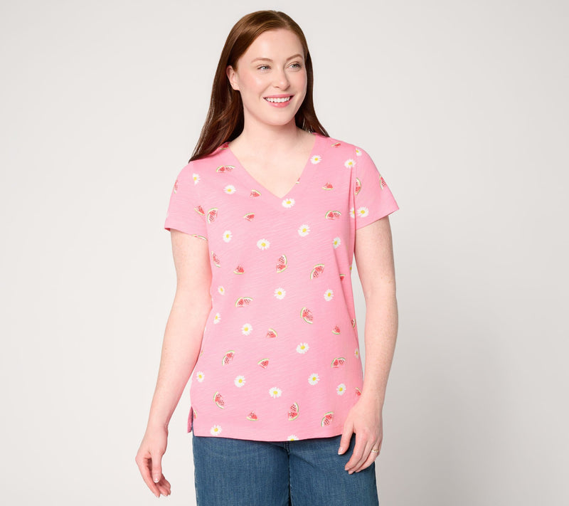 Belle by Kim Gravel Slub Knit Summer Sunshine V-Neck Top — View 17