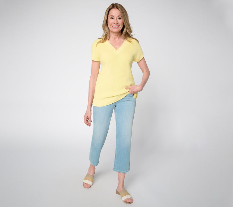 Belle by Kim Gravel Skinny Shaker V-Neck Dolman Sleeve Sweater — View 5