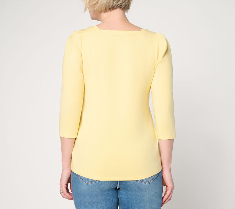 Ree by The Pioneer Woman Essentials Square Neck 3/4-Sleeve Top — View 4