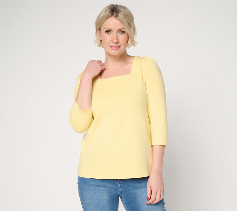 Ree by The Pioneer Woman Essentials Square Neck 3/4-Sleeve Top — Main view