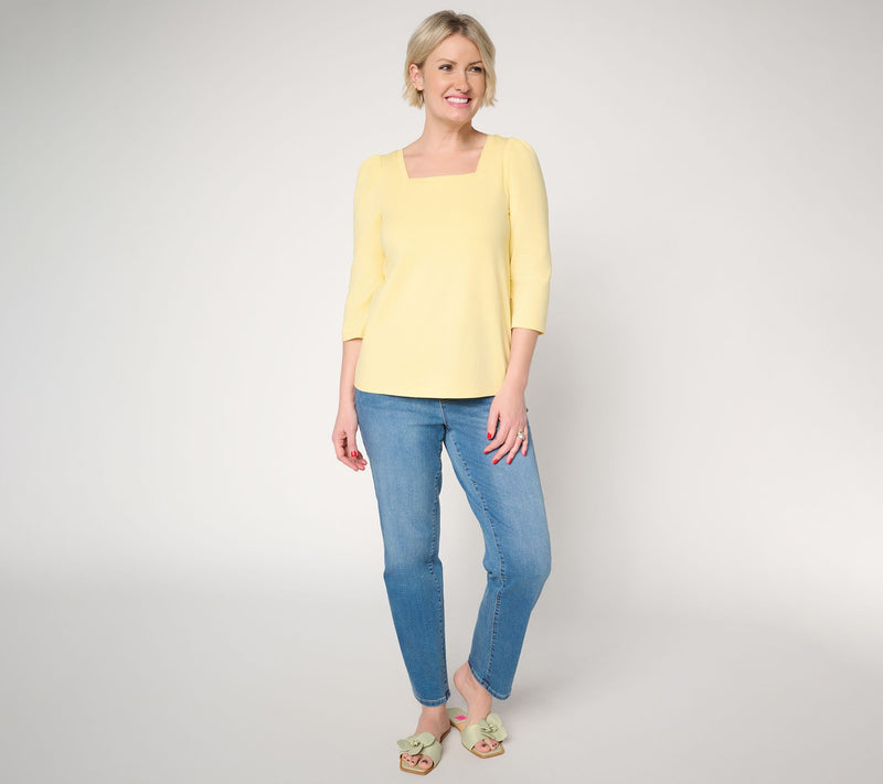 Ree by The Pioneer Woman Essentials Square Neck 3/4-Sleeve Top — View 5