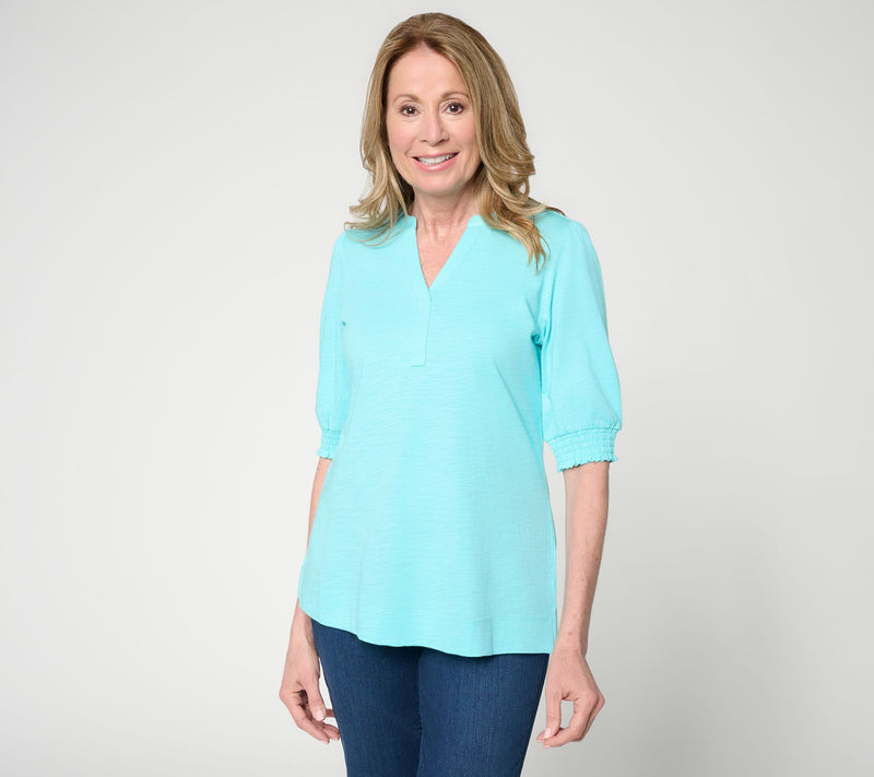 Belle by Kim Gravel Slub Knit Baby Blouson Elbow Sleeve Top — Main view