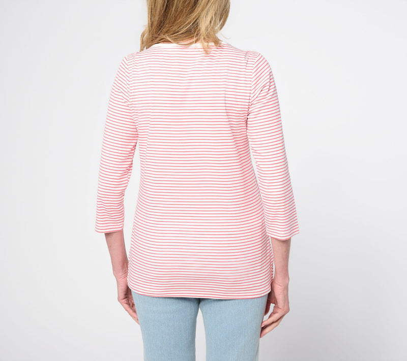 Belle by Kim Gravel TripleLuxe Micro Rib 3/4 Sleeve Top — View 5