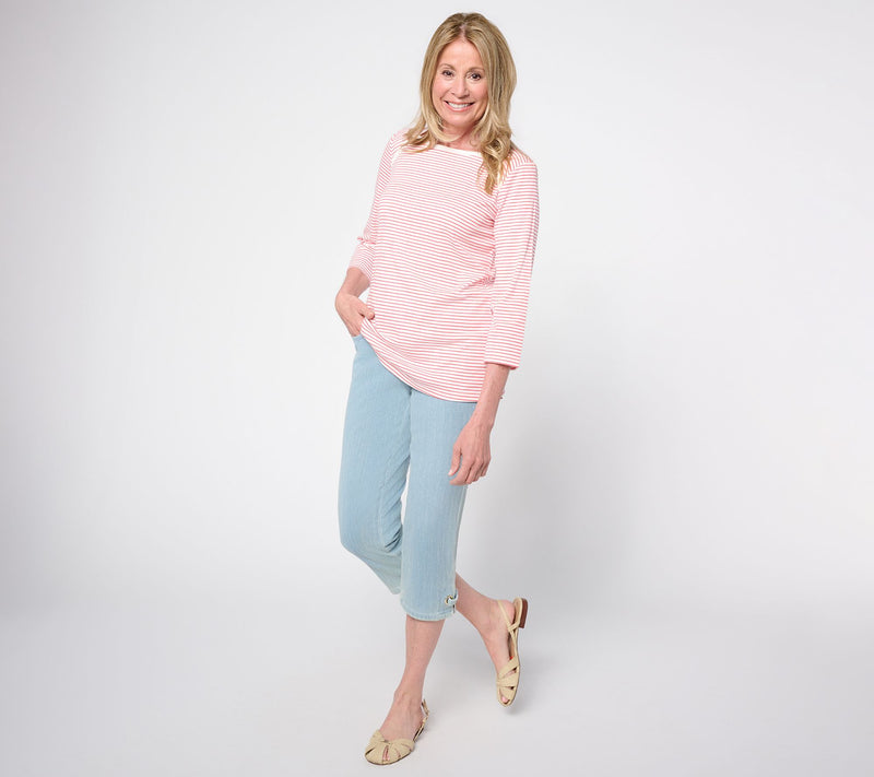 Belle by Kim Gravel TripleLuxe Micro Rib 3/4 Sleeve Top — View 6