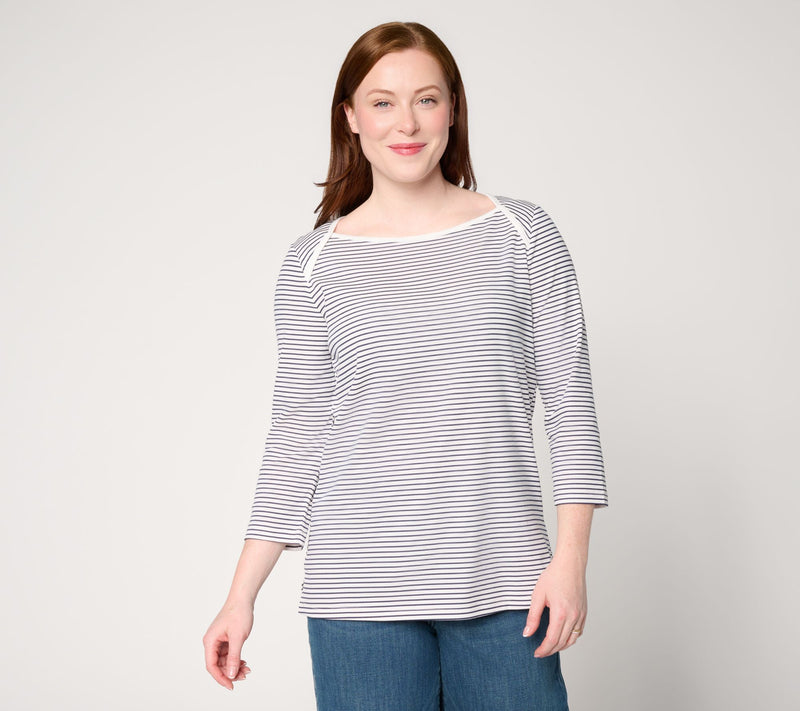 Belle by Kim Gravel TripleLuxe Micro Rib 3/4 Sleeve Top — Main view