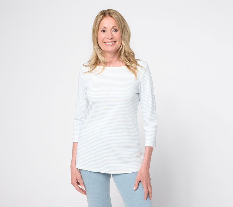 Belle by Kim Gravel TripleLuxe Micro Rib 3/4 Sleeve Top — View 13