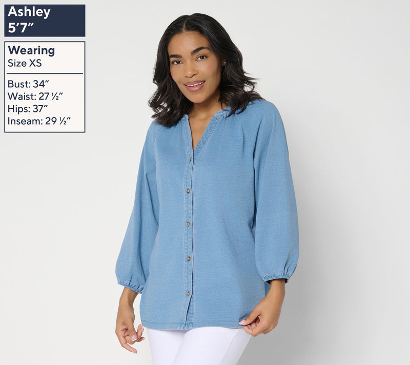 Ree by the Pioneer Woman Knit Denim Peasant Tunic — View 2