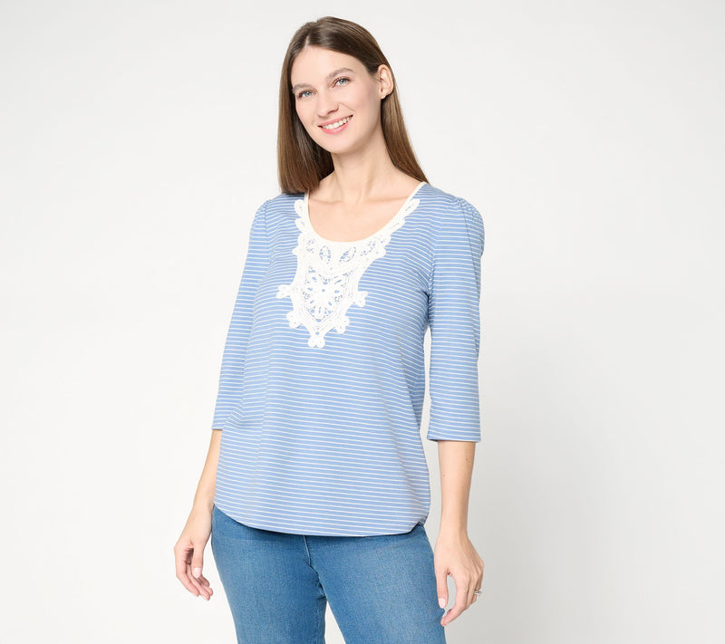 Ree by The Pioneer Woman Scoop Neck Top with Lace Trim — Main view
