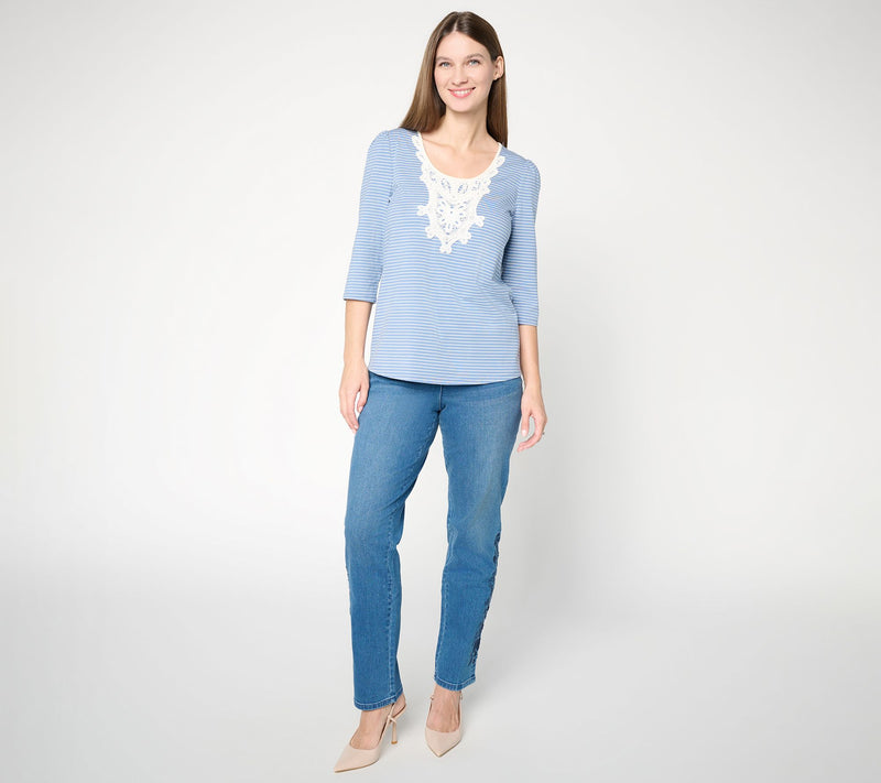 Ree by The Pioneer Woman Scoop Neck Top with Lace Trim — View 4