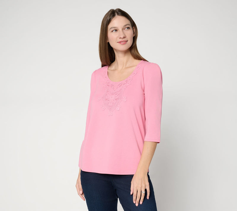 Ree by The Pioneer Woman Scoop Neck Top with Lace Trim — View 10