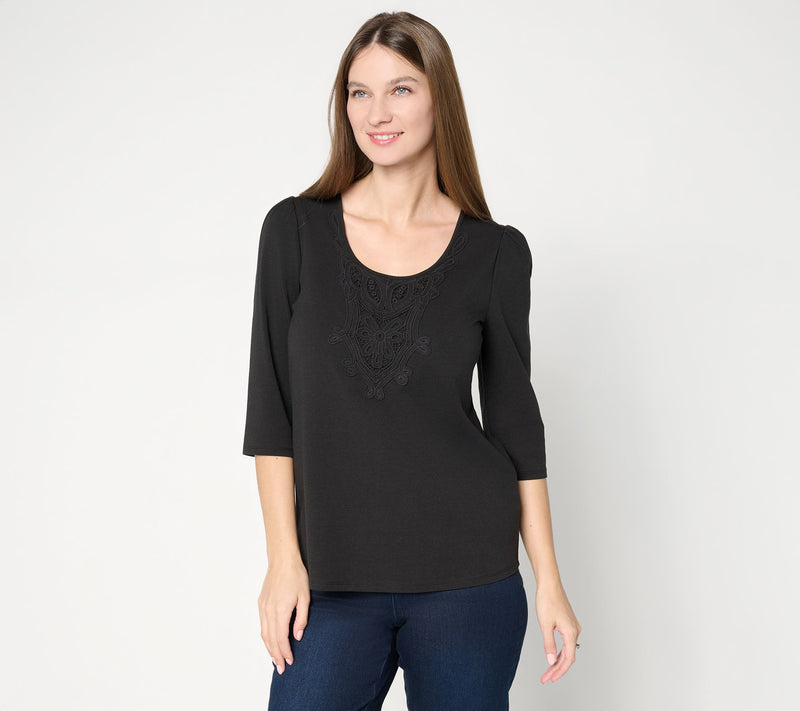 Ree by The Pioneer Woman Scoop Neck Top with Lace Trim — View 11