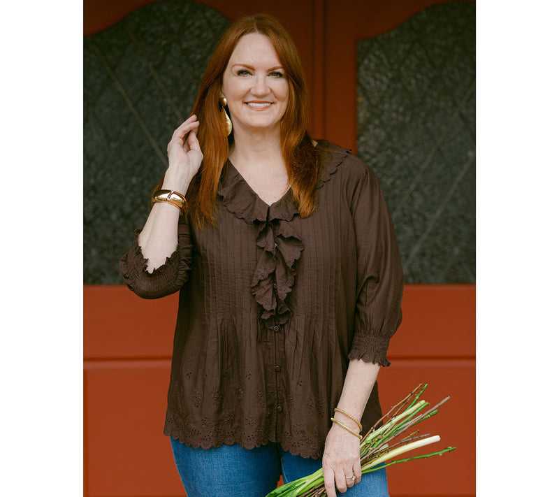 Ree by the Pioneer Woman Ruffle Front Eyelet Trim Blouse — View 13