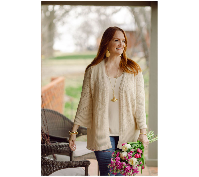 Ree by The Pioneer Woman Open Front Pointelle Cardigan — View 8