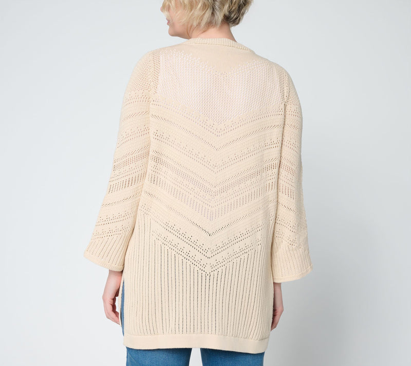 Ree by The Pioneer Woman Open Front Pointelle Cardigan — View 5