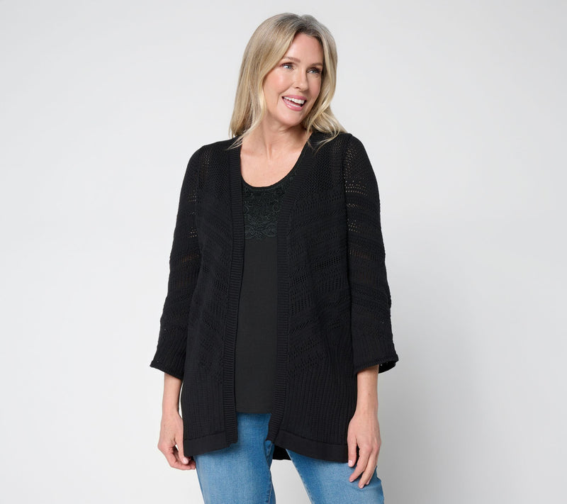 Ree by The Pioneer Woman Open Front Pointelle Cardigan — View 3