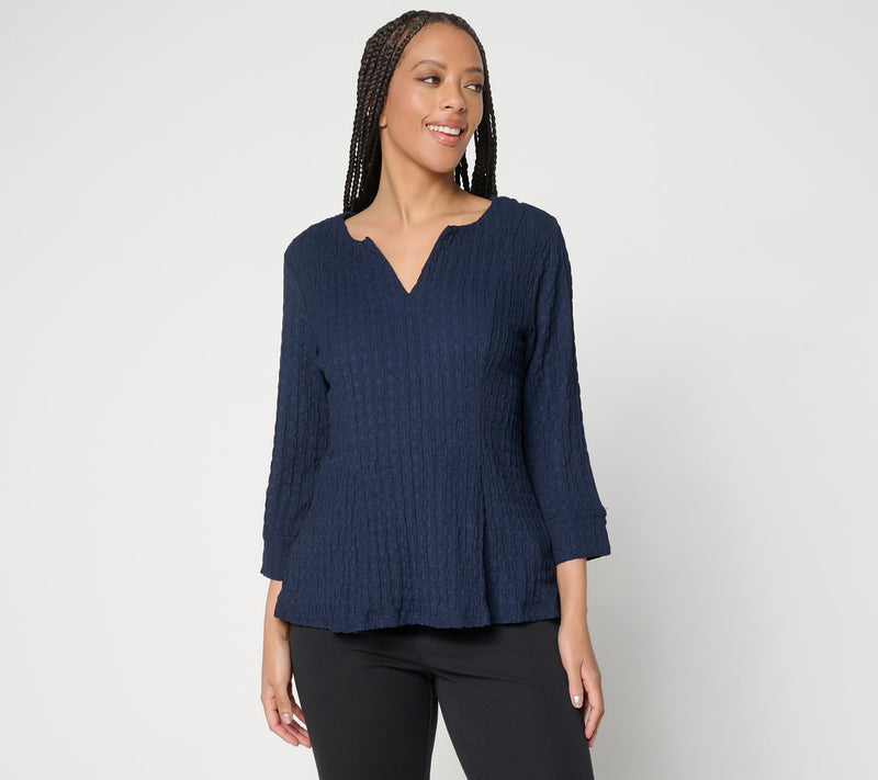 Attitudes by Renee Textured Knit Pullover Top — View 10