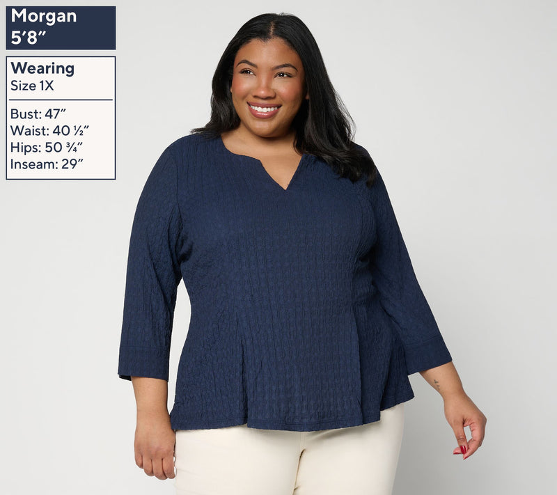 Attitudes by Renee Textured Knit Pullover Top — View 2