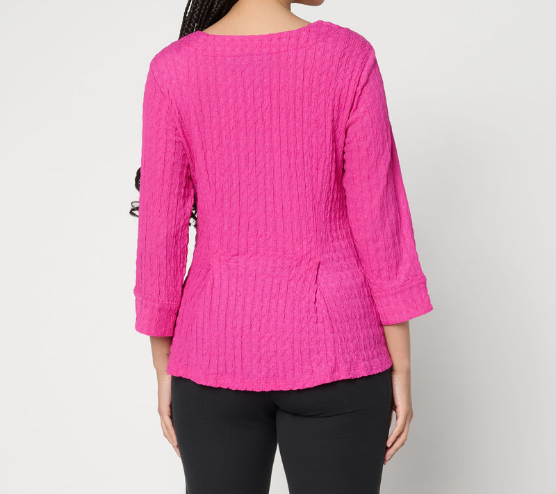Attitudes by Renee Textured Knit Pullover Top — View 4
