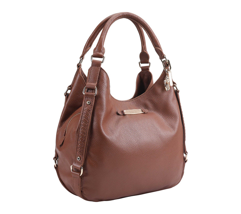 Paul Costelloe Dressage Leather Whipstitch Slouch Bag — View 2