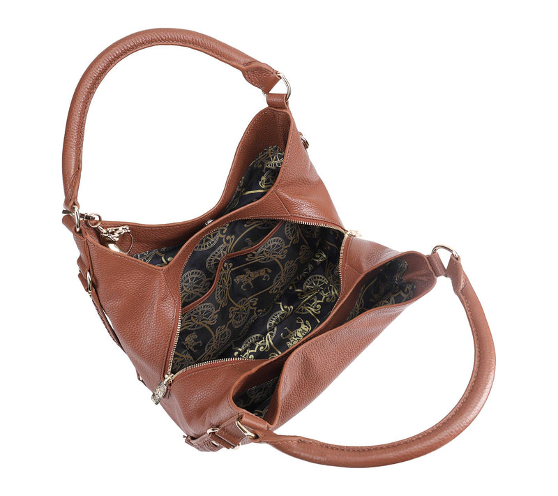 Paul Costelloe Dressage Leather Whipstitch Slouch Bag — View 5