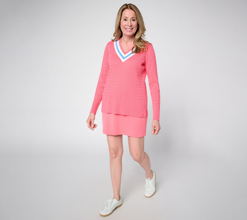 Belle by Kim Gravel Palm Beach Preppy V-Neck Sweater — View 5