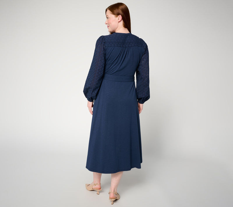 Ree by The Pioneer Woman Slub Jersey Eyelet Detail Knit Midi Dress — View 6