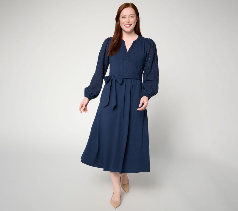 Ree by The Pioneer Woman Slub Jersey Eyelet Detail Knit Midi Dress — View 10