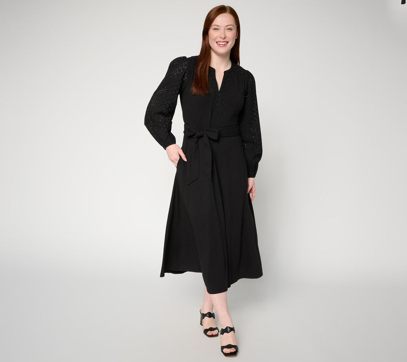 Ree by The Pioneer Woman Slub Jersey Eyelet Detail Knit Midi Dress — View 11