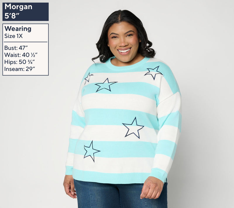 Liberty Belles by Kim Gravel Stars and Stripes Summer Sweater — View 2