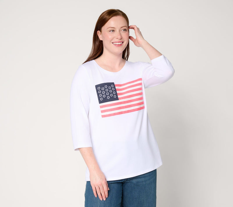 Liberty Belles by Kim Gravel TripleLuxe Knit American Woman Flag Tee — View 11