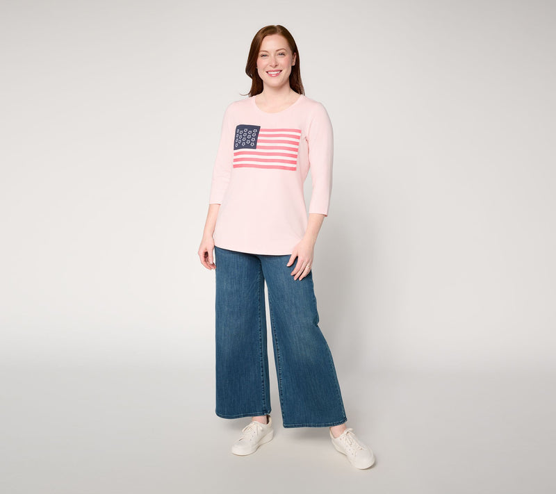 Liberty Belles by Kim Gravel TripleLuxe Knit American Woman Flag Tee — View 4