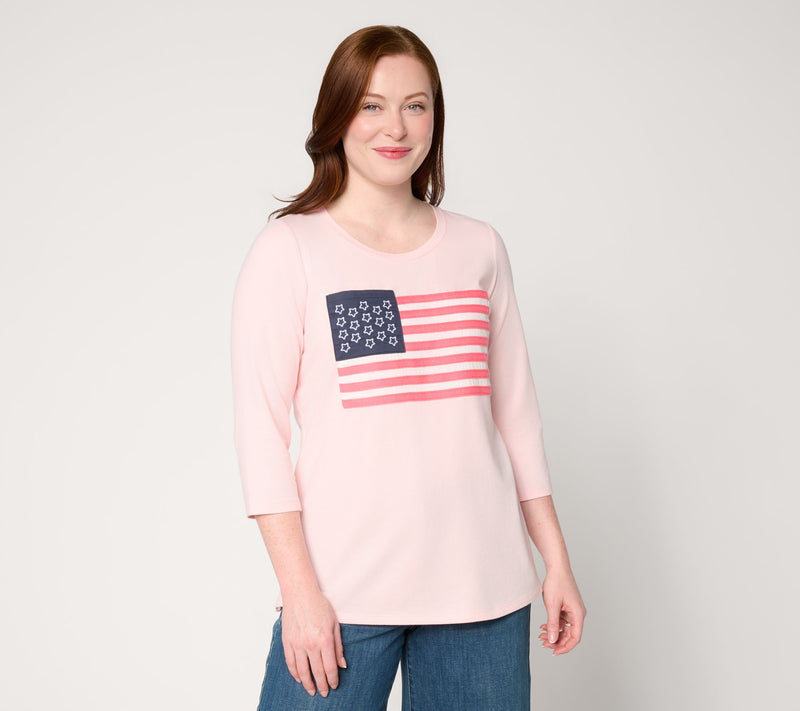 Liberty Belles by Kim Gravel TripleLuxe Knit American Woman Flag Tee — View 12