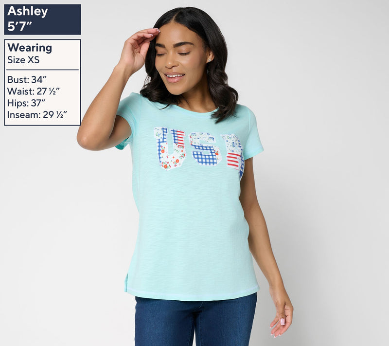 Liberty Belles by Kim Gravel Red, White and Bloom Vintage USA Tee — View 3