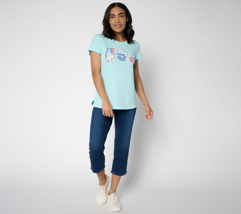 Liberty Belles by Kim Gravel Red, White and Bloom Vintage USA Tee — View 5