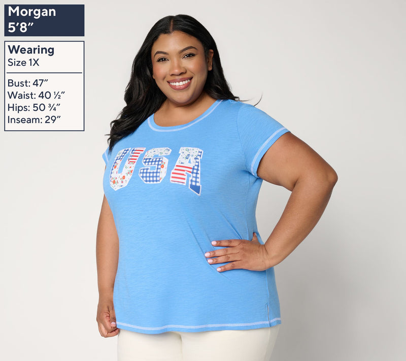 Liberty Belles by Kim Gravel Red, White and Bloom Vintage USA Tee — View 2