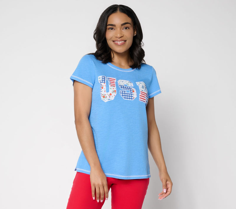 Liberty Belles by Kim Gravel Red, White and Bloom Vintage USA Tee — View 14