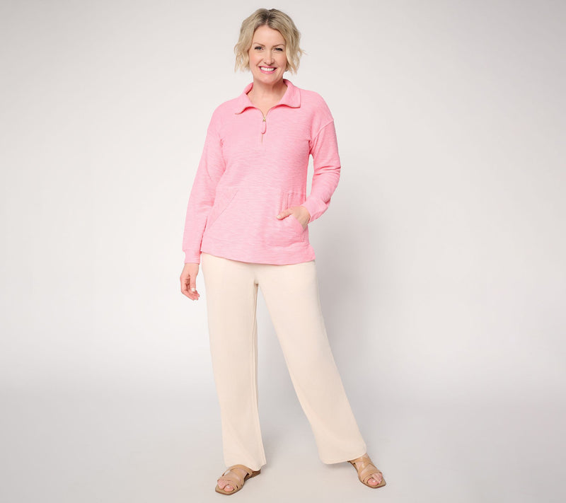 Belle Beach by Kim Gravel Sweatshirt Slub Sea Breeze Half Zip Top — View 5