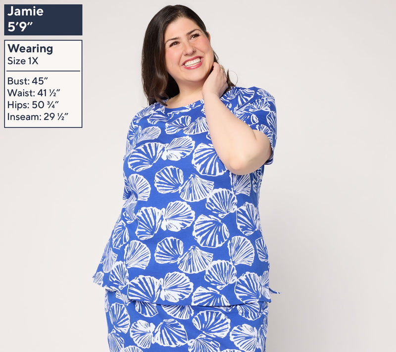 Denim & Co. Beach Jersey Printed Short Sleeve T-Shirt — View 2