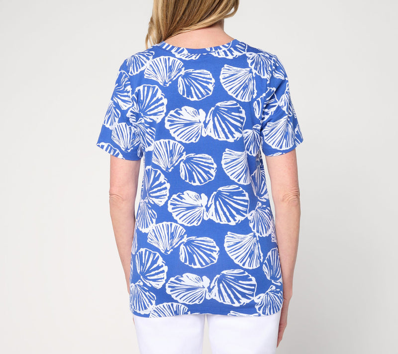 Denim & Co. Beach Jersey Printed Short Sleeve T-Shirt — View 4