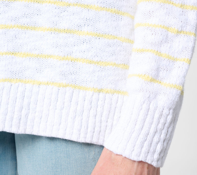 Belle Beach by Kim Gravel Regular Slub 100% Cotton Striped Sweater — View 12