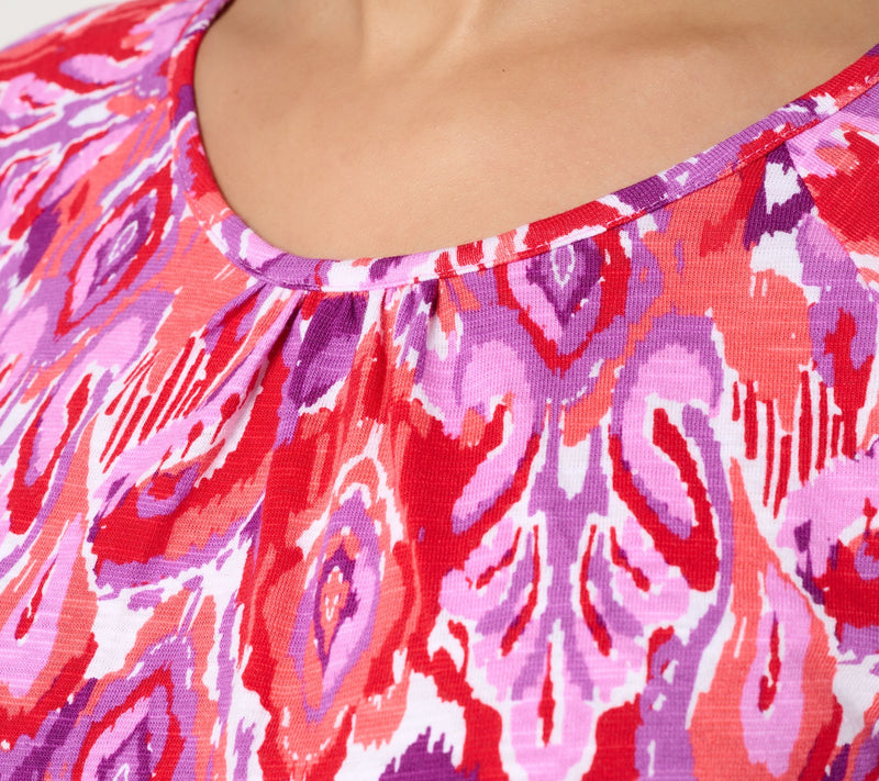Denim & Co. Printed Linen Blend Flutter Sleeve Top — View 6