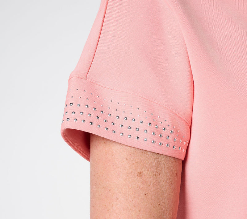 Belle by Kim Gravel ScubaLuxe Sparkle Studded Short Sleev Top — View 6