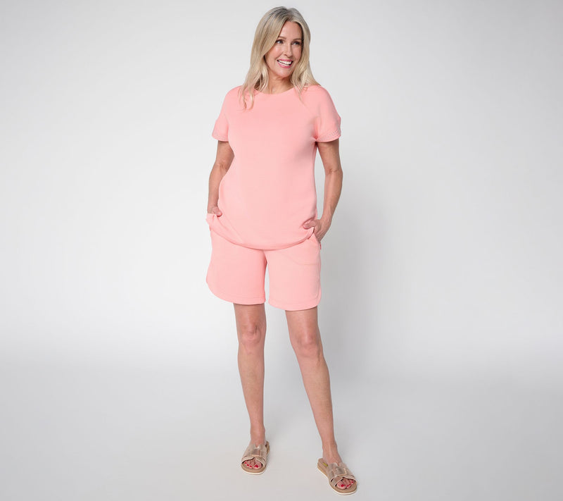 Belle by Kim Gravel ScubaLuxe Sparkle Studded Short Sleev Top — View 5