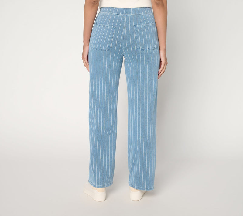 Denim & Co. Regular Comfy Knit Air Striped Wide Leg Pants — View 6