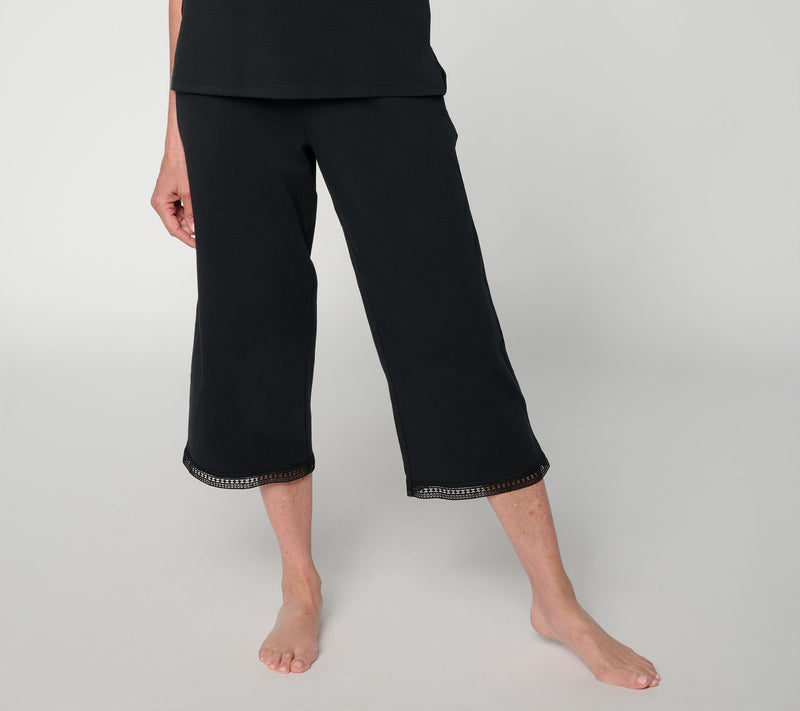 Cuddl Duds Cottonwear+ Cropped Lounge Pant with Lace Trim — View 11