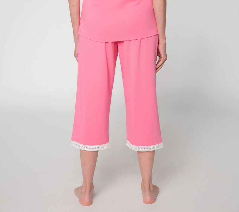 Cuddl Duds Cottonwear+ Cropped Lounge Pant with Lace Trim — View 4